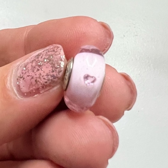 Retired Pandora Pink Hearts Effervescence Murano Glass Bead Charm 2015 Valentine - Picture 8 of 9